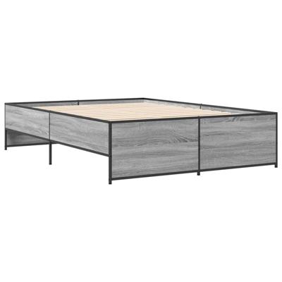Bedframe bewerkt hout metaal grijs sonoma eiken 135x190 cm