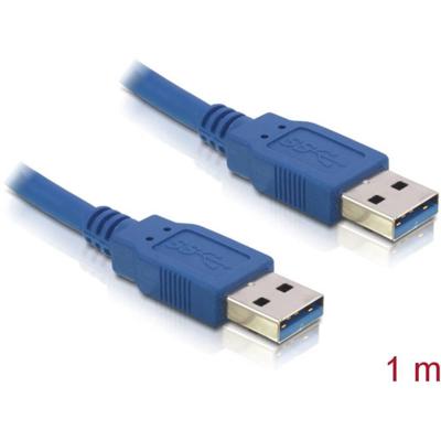 Delock 82534 USB-kabel USB 3.2 Gen1 USB-A stekker, USB-A stekker 1.00 m Blauw Vergulde steekcontacten