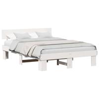 Bedframe met hoofdeinde Wit 160 x 200 cm Massief grenenhout - thumbnail