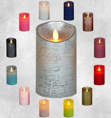 LED Kaars Wax Zilver 10cm
