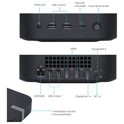 ASUS CHROMEBOX5-S3006UN Mini-desktop-pc (Intel Core i3-1220P processor, geïntegreerde Intel UHD graphics, 8GB DDR4 geheugen, 128 GB M.2 NVMe PCIe 3.0 SSD, WIFI 6E, Chrome OS) zwart