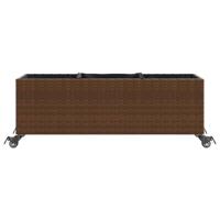 VidaXL Plantenbakken met wielen 2 st 107x32x38 cm poly rattan bruin - thumbnail