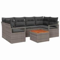 Tuinbankenset met kussen 7 pcs Grijs poly rattan - thumbnail