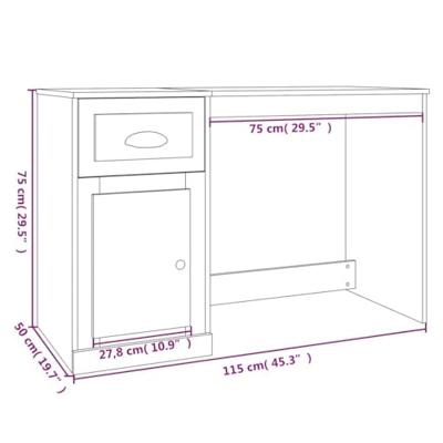 Bureau met lade 115x50x75 cm bewerkt hout gerookt eikenkleurig Bureau met lade 115x50x75 cm bewerkt hout gerookt eikenkleurig