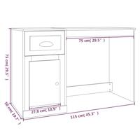 Bureau met lade 115x50x75 cm bewerkt hout gerookt eikenkleurig - thumbnail