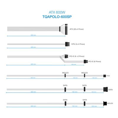 Voedingsbron TooQ TQAPOLO-600SP ATX 600 W CE - RoHS - thumbnail