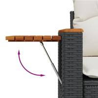 9-delige Loungeset met kussens poly rattan zwart - thumbnail