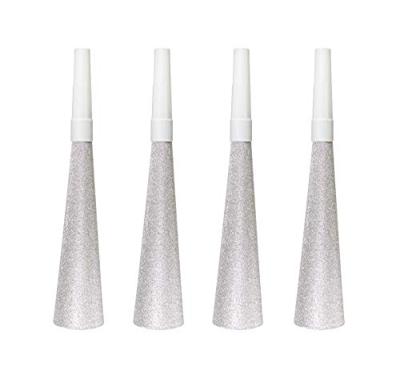 Glitter feesttoeters Zilver - 4 Stuks - thumbnail
