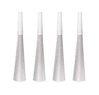 Glitter feesttoeters Zilver - 4 Stuks - thumbnail