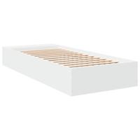 Bedframe bewerkt hout wit 75x190 cm - thumbnail