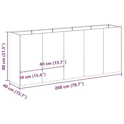VidaXL Plantenbak 200x40x80 cm gegalvaniseerd staal