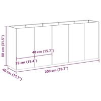 Plantenbak 200x40x80 cm gegalvaniseerd staal - thumbnail