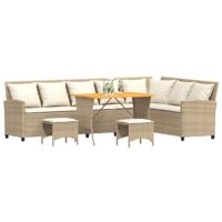 4-delige Tuinbankstel met kussens L-vormig beige poly rattan - thumbnail