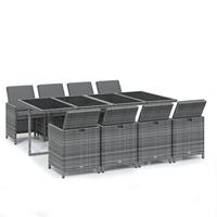 9-delige Tuinset met kussens poly rattan grijs - thumbnail