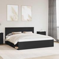 Bedframe met hoofdeinde Zwart 180 x 200 cm Bewerkt hout - thumbnail
