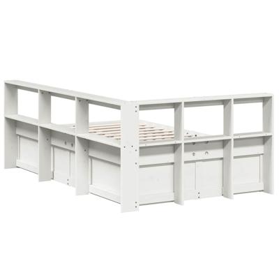 Bed met boekenkast zonder matras grenenhout wit 135x190 cm