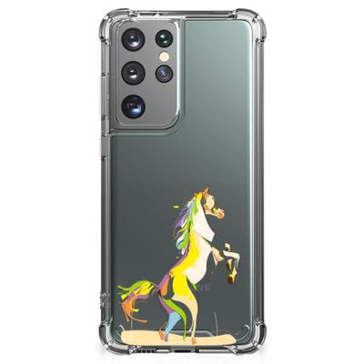 Samsung Galaxy S21 Ultra Stevig | Bumper Hoesje | Horse Color