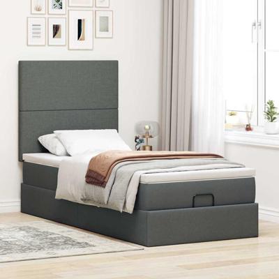 Ottoman bed met matras 100x200cm stof donkergrijs