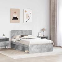 Bedframe met hoofdeinde Beton 120 x 190 cm Massief grenenhout - thumbnail