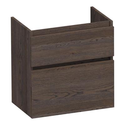 Brauer Delight - Onderkast Ondiep - 60 cm - met 2 Softclose Lades Greeploos en 1 Sifon Uitsparing - Lamellen Eiken Zwart