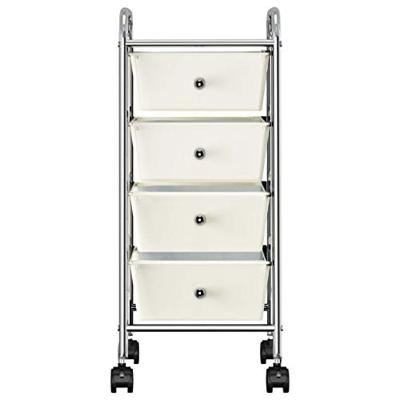VidaXL Opbergtrolley met 4 lades mobiel kunststof wit