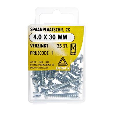Spaanpl.schr. ck 4.0x30mm 25st Deltafix - Deltafix Spaanpl.schr. ck 4.0x30mm 25st Deltafix - Deltafix