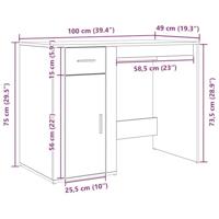 Bureau met lade Zwart Eiken 100 x 49 x 75 cm Bewerkt hout - thumbnail