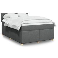 Boxspring met matras stof donkergrijs 140x200 cm - thumbnail