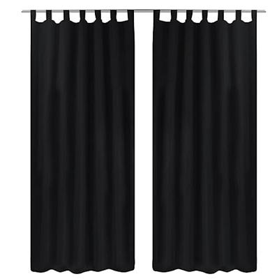 VidaXL Micro-satijnen gordijnen met ringen 140 x 175 cm 2 stuks (zwart) VidaXL Micro-satijnen gordijnen met ringen 140 x 175 cm 2 stuks (zwart)