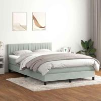Boxspring met matras fluweel lichtgrijs 160x210 cm - thumbnail