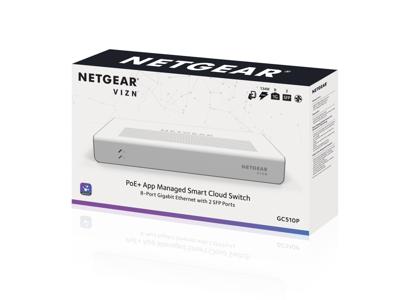 NETGEAR GC510P 10-poorts Gigabit Ethernet LAN PoE-switch Insight Managed Smart Cloud (met 8x PoE+ 134 W, 2x 1G SFP, desktop- of rekmontage)
