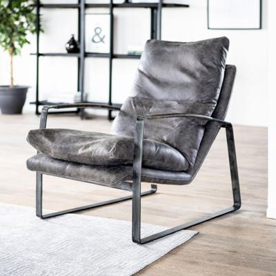 Eleonora Leren Fauteuil 'Lex', kleur antraciet