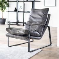 Eleonora Leren Fauteuil 'Lex', kleur antraciet - thumbnail
