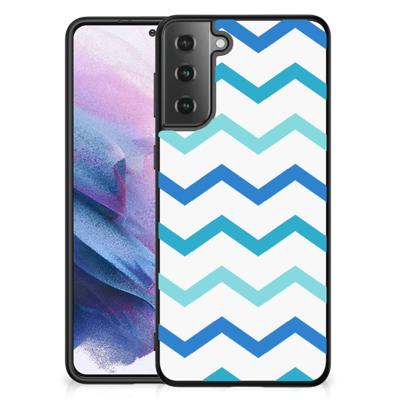 Samsung Galaxy S21 Plus Back Case Zigzag Blauw