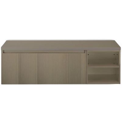 Frozen 3D Badmeubelset 140 cm - Greeplijst in Kleur - Wastafel Regaalkast met Bovenblad Olive