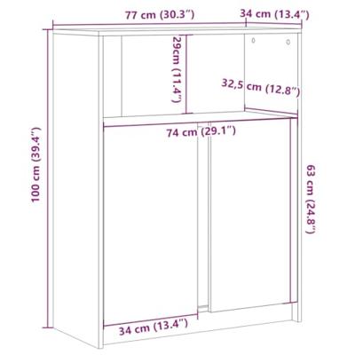 Dressoir met LED 77x34x100 cm bewerkt hout gerookt eikenkleurig Dressoir met LED 77x34x100 cm bewerkt hout gerookt eikenkleurig