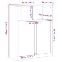 Dressoir met LED 77x34x100 cm bewerkt hout gerookt eikenkleurig - thumbnail