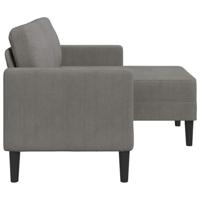 2-zitsbank met ligstoel L-vormig lichtgrijs 125 cm linnen - thumbnail