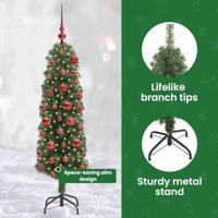 VidaXL Kunstkerstboom groen 120 cm pvc en staal en kunststof - thumbnail