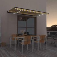 Luifel handmatig uittrekbaar met LED 450x300 cm geel en wit - thumbnail