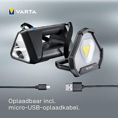 Draagbare lamp-VARTA-Work Flex BL30R-550lm-Krachtig-Verstelbare verlichting-IPX4-Lanyard inbegrepen-Oplaadbaar Draagbare lamp-VARTA-Work Flex BL30R-550lm-Krachtig-Verstelbare verlichting-IPX4-Lanyard inbegrepen-Oplaadbaar