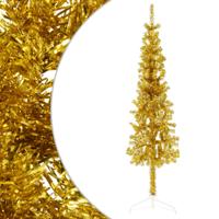 VidaXL Kunstkerstboom half met standaard smal 120 cm goudkleurig - thumbnail