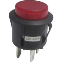 TRU COMPONENTS 1587761 TC-R13-527AL-02RT Druktoets 250 V/AC 6 A 1x uit/(aan) Moment Rood 1 stuk(s) - thumbnail