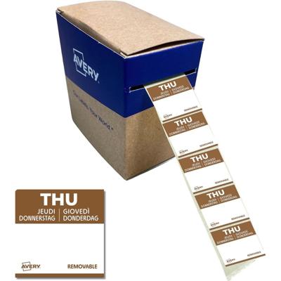 Etiket Avery HACCP donderdag-bruin 25x25mm 1000st