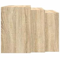 3-delige Tafeltjesset bewerkt hout sonoma eikenkleurig - thumbnail