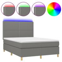 Boxspring met matras en LED stof donkergrijs 140x190 cm - thumbnail