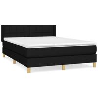 Boxspring met matras stof zwart 140x190 cm - thumbnail