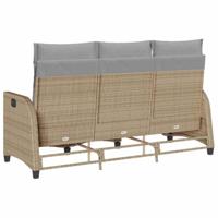Verstelbare tuinbank met kussens L-vormig beige poly rattan - thumbnail