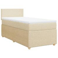 Boxspring met matras stof crèmekleurig 90x190 cm - thumbnail