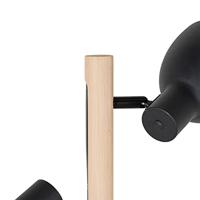 QAZQA Landelijke vloerlamp zwart met hout 3-lichts - Flint - thumbnail